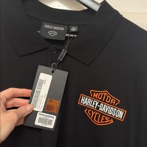 Harley-Davidson Black Polo with Orange Shield Logo